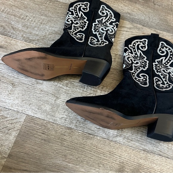 Dolce Vita Sula Black Suede Cowboy Boots - Picture 5 of 6